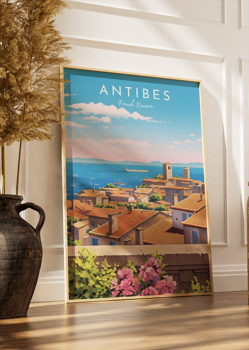 Antibes French Riviera Poster & Canvas Print – Vintage Coastal Travel Art