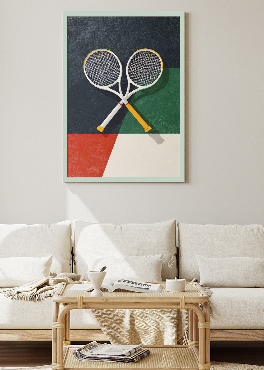 Tennis Rackets Poster & Canvas Print – Modern Minimalist Sports Wall Art