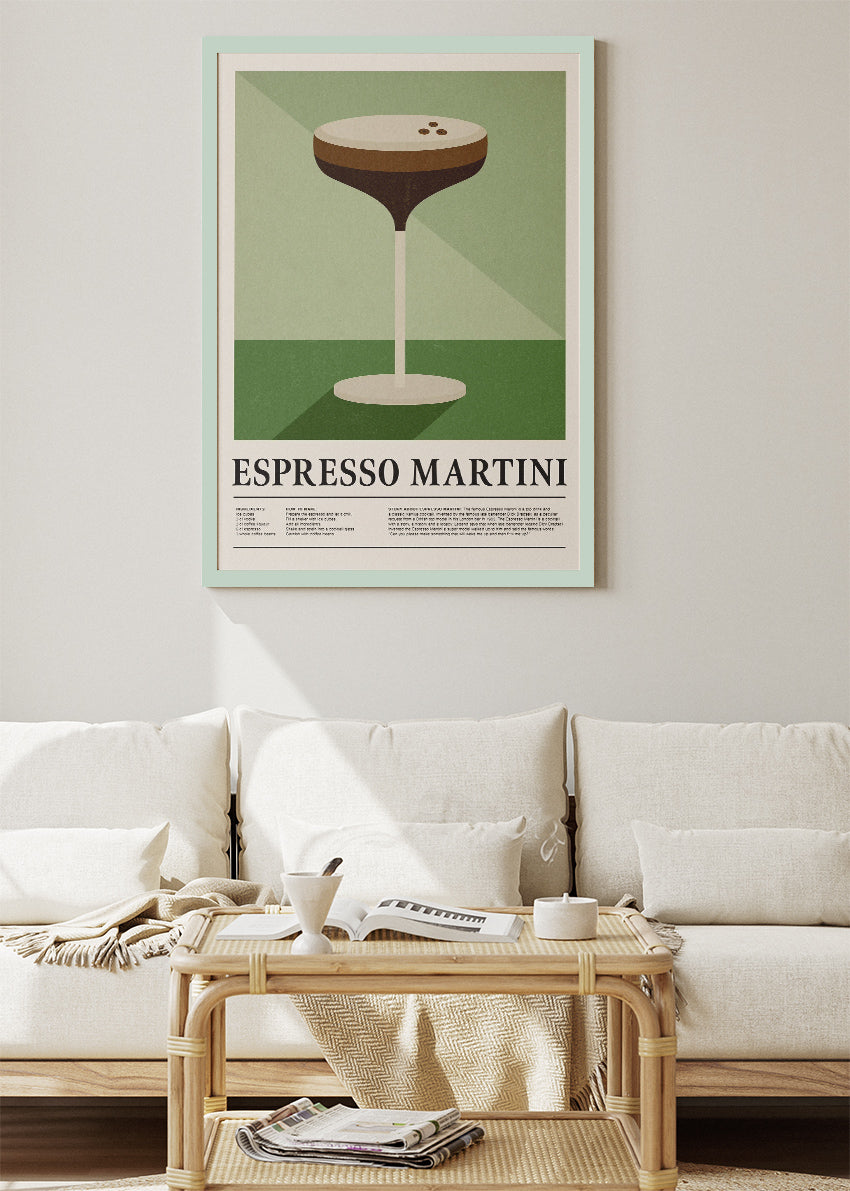 Espresso Martini Cocktail Art Poster & Canvas Print – Minimal Bar Wall Art