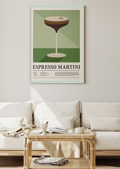 Espresso Martini Cocktail Art Poster & Canvas Print – Minimal Bar Wall Art