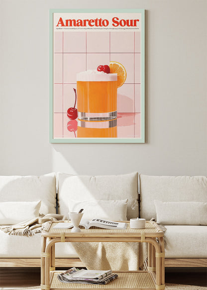 Amaretto Sour Poster & Canvas Print | Modern Cocktail Wall Art
