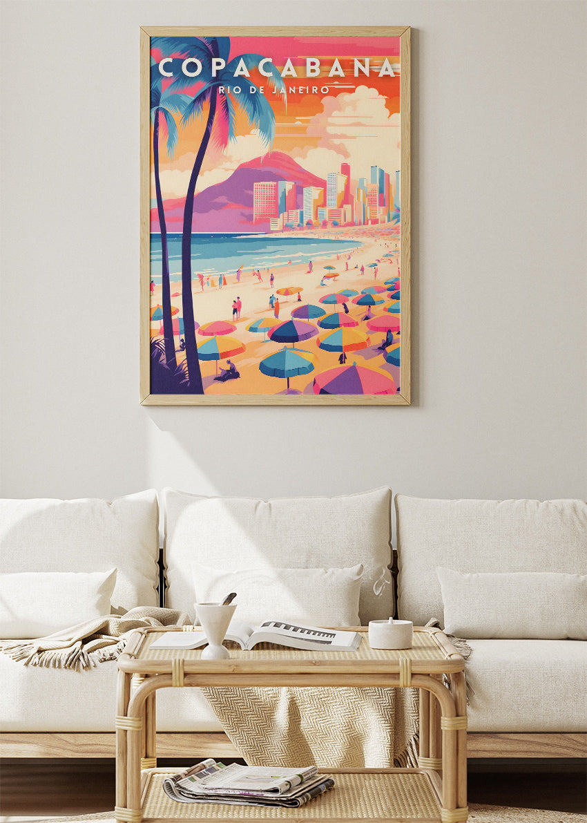 Copacabana Rio de Janeiro Travel Poster & Canvas Print – Brazil Wall Art