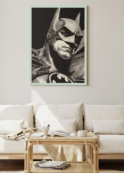 Batman Dark Knight Portrait – Monochrome Superhero Canvas & Poster Print – AI PRINT LAB