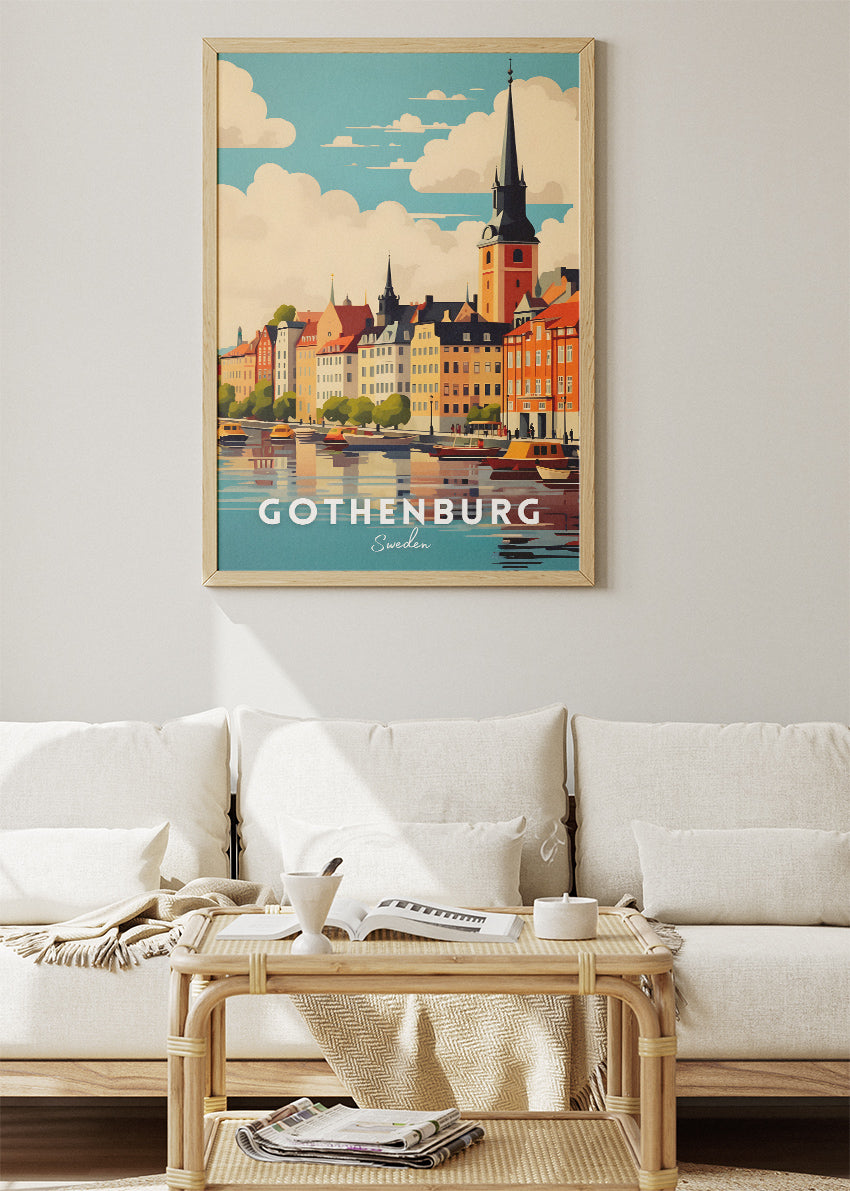 Gothenburg Sweden Harbour Poster & Canvas Print – Vintage Scandinavian Travel Art