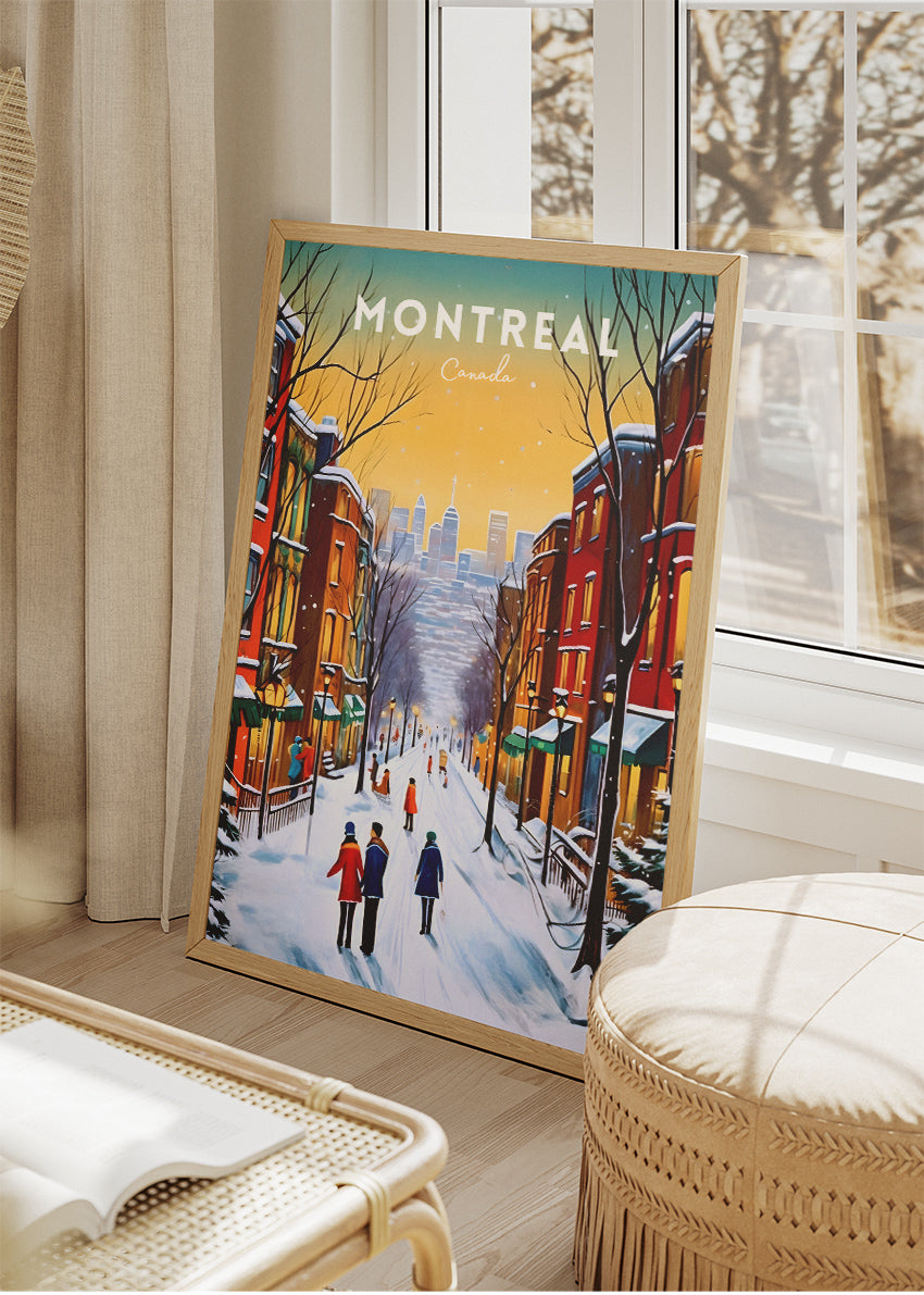 Montreal Canada Winter Street Scene Poster & Canvas Print – City Wall Art