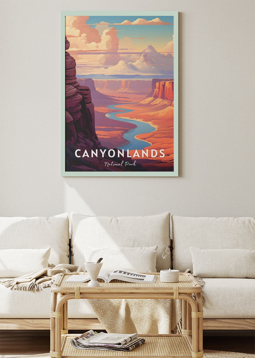 Canyonlands National Park Poster & Canvas Print – Desert Landscape Illustration Wall Art