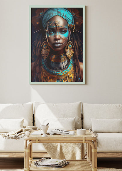 Royal African Queen Portrait Canvas & Poster Print – AI PRINT LAB