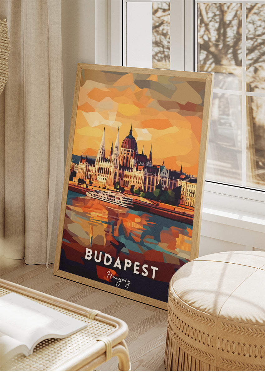 Budapest Parliament Sunset Poster & Canvas Print – Hungary Danube River View Art