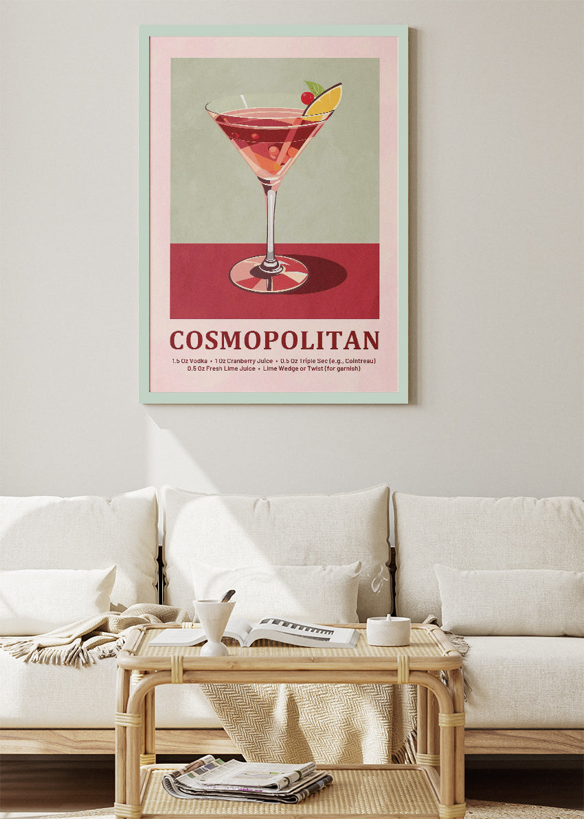 Cosmopolitan Cocktail Poster & Canvas Print | Classic Modern Bar Wall Art