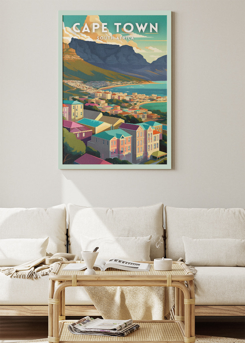 Cape Town South Africa Poster & Canvas Print – Modern Illustrated Table Mountain Art