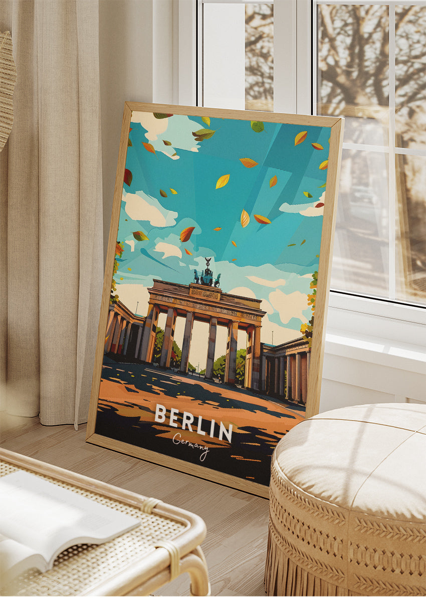 Berlin Germany Poster & Canvas Print – Vintage Autumn Brandenburg Gate Art