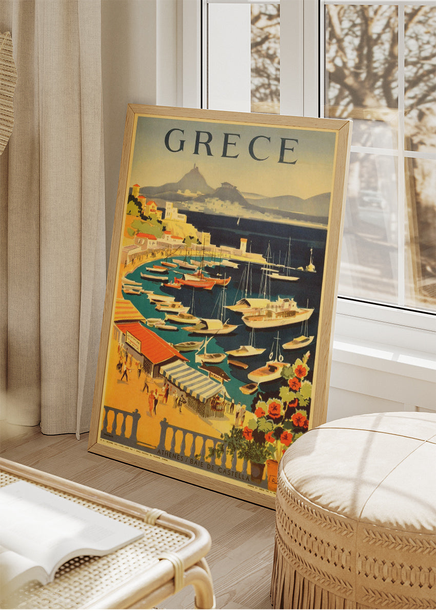 Greece Vintage Poster & Canvas Print – Classic Mediterranean Travel Art