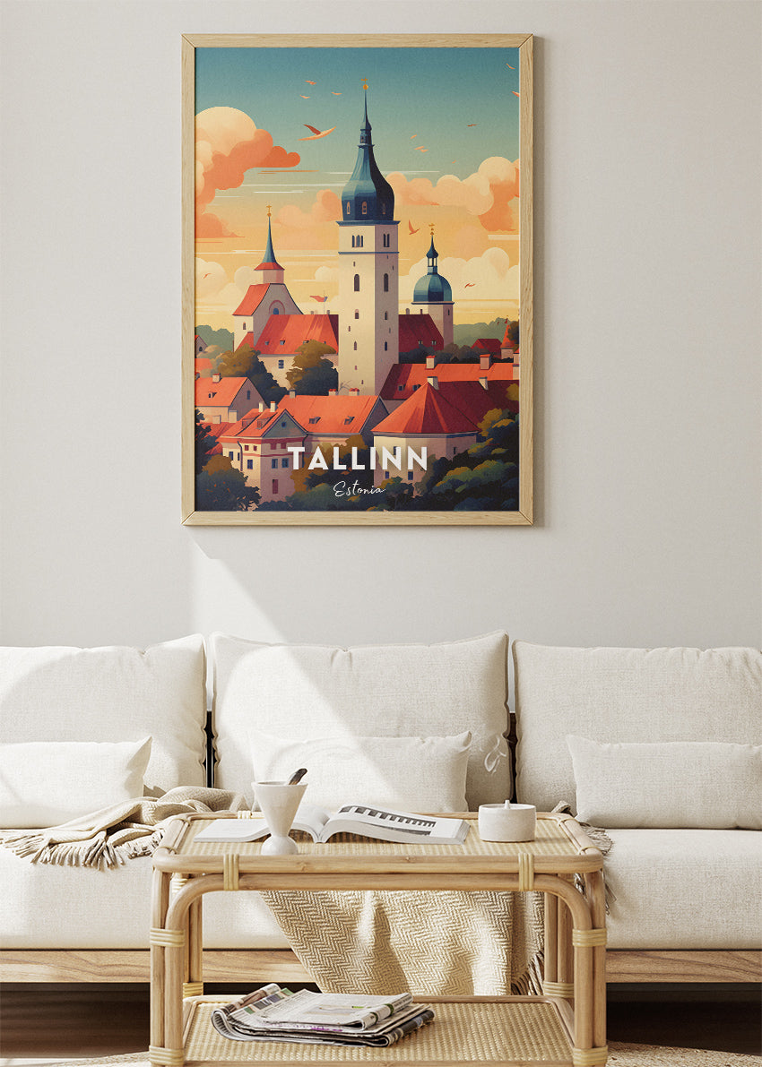 Tallinn Estonia Old Town Poster & Canvas Print – Vintage Nordic Travel Art