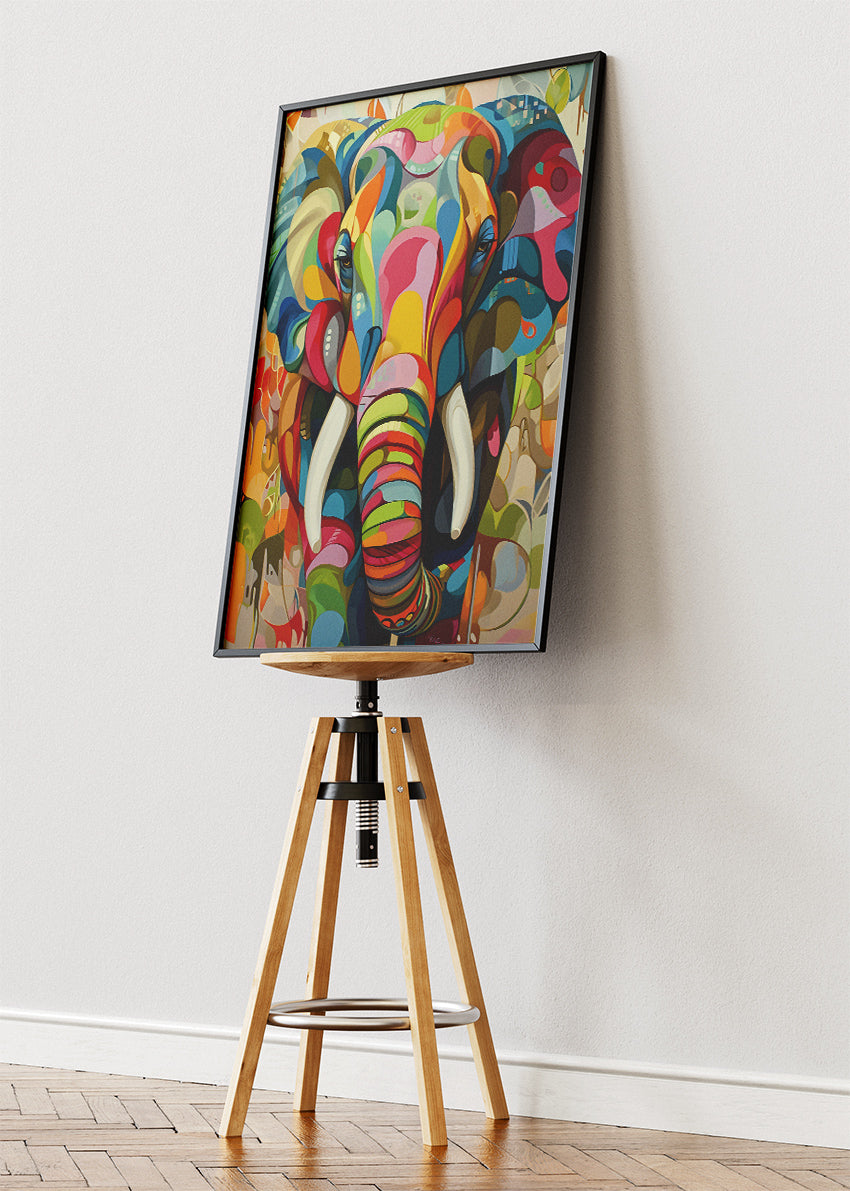 Colorful Elephant Canvas Print & Poster – Abstract Modern Animal Wall Art