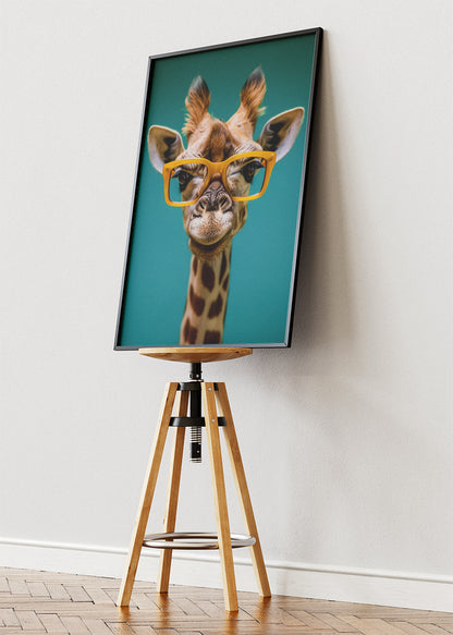 Funny Giraffe Poster & Canvas Print – Cute Animal Art with Glasses