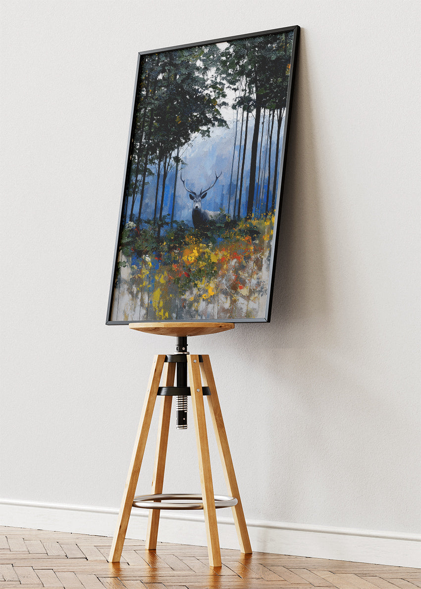 Majestic Deer in Misty Forest Canvas Print & Poster – Wildlife Wall Art