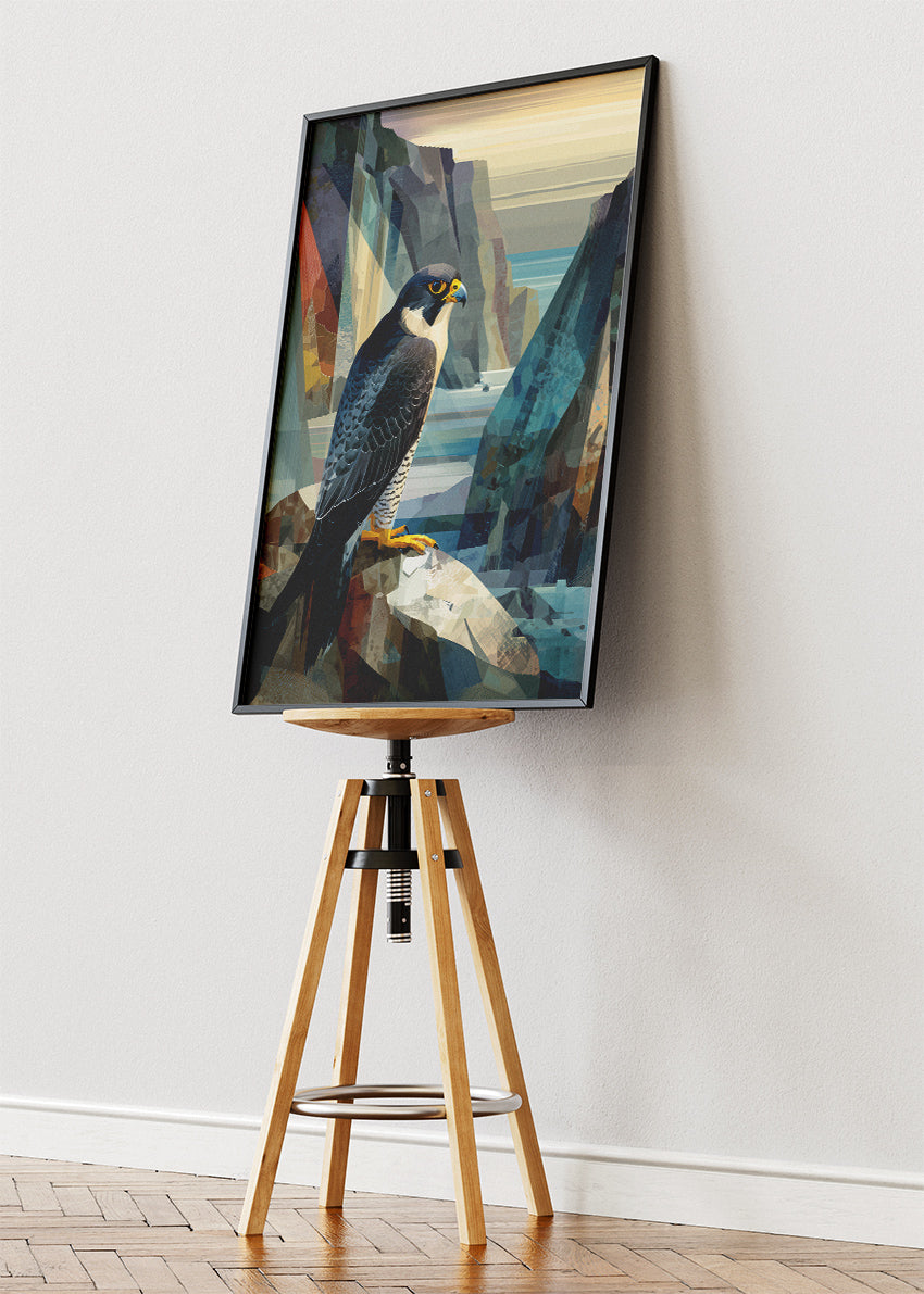 Peregrine Falcon on Cliff Canvas Print & Poster – Modern Wildlife Wall Art