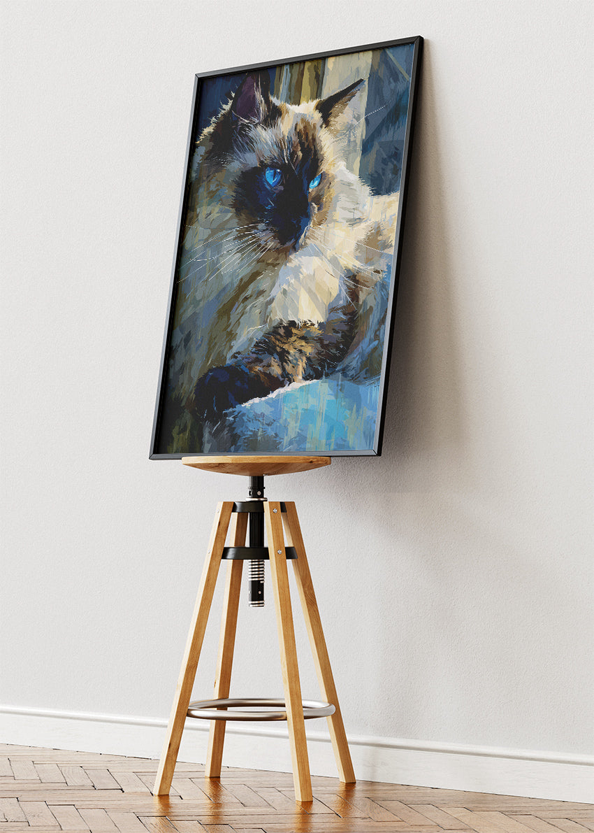 Blue-Eyed Siamese Cat Canvas Print & Poster – Luxury Pet Wall Art