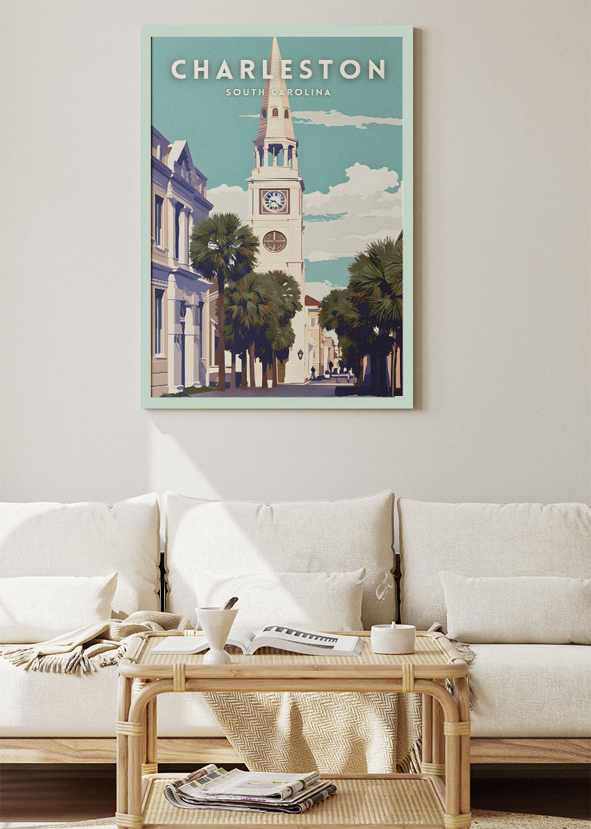 Charleston South Carolina Poster & Canvas Print – Historic Coastal City Illustration
