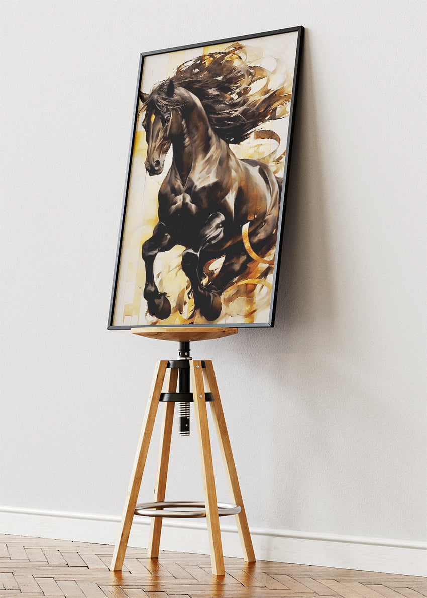 Majestic Black Horse Canvas Print & Poster – Powerful Stallion Wall Art