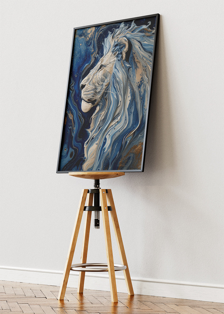 Majestic Marble Lion Canvas Print & Poster – Luxury Abstract Animal Wall Art