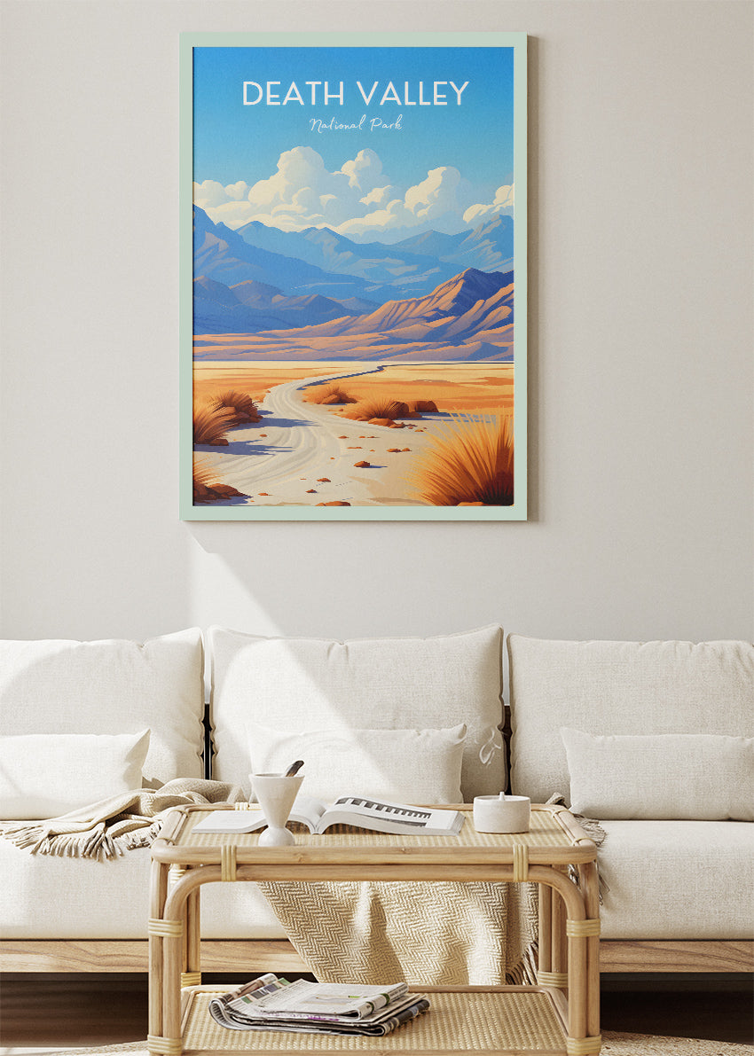 Death Valley National Park Poster & Canvas Print – Desert Landscape Illustration Wall Art