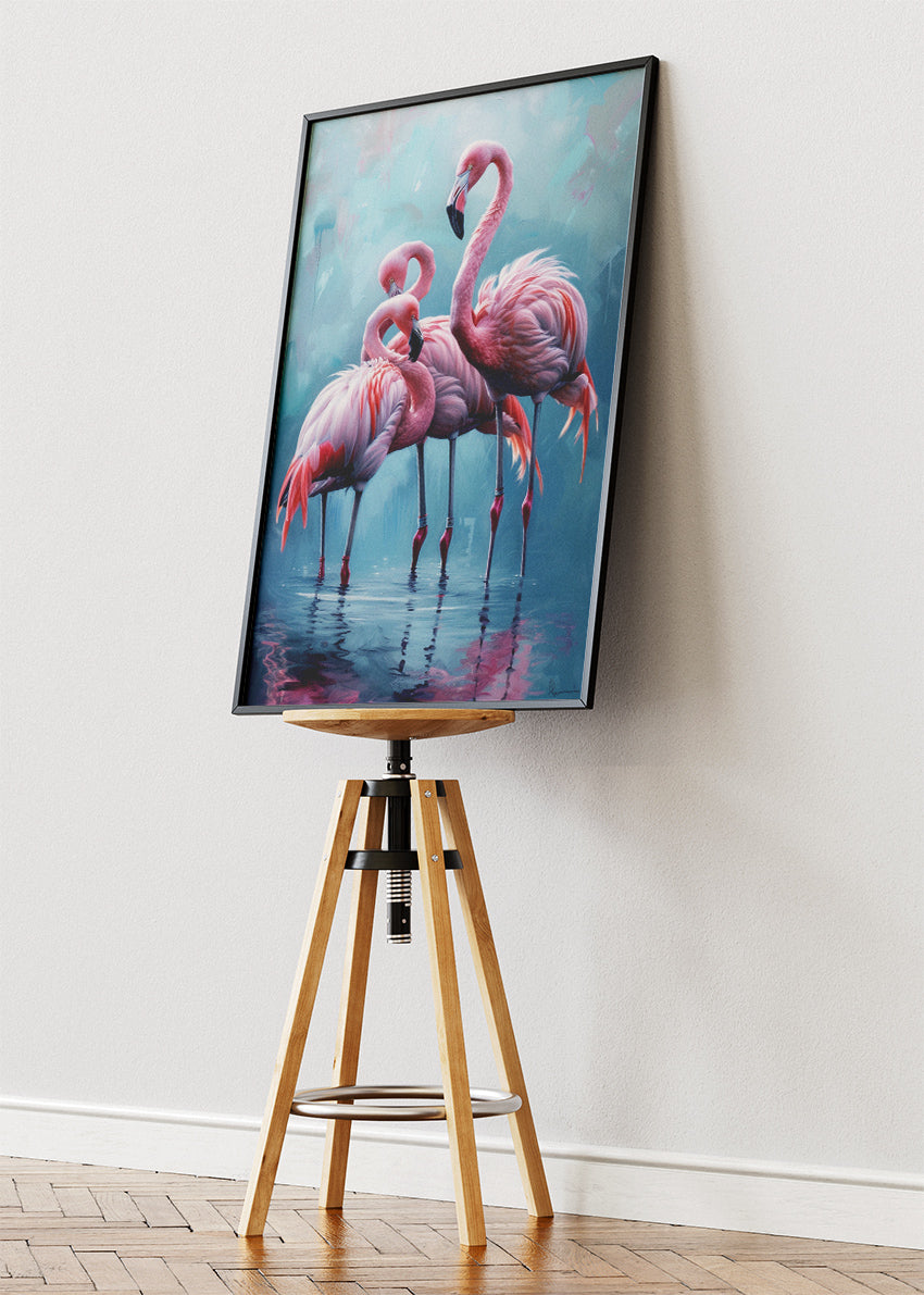 Elegant Pink Flamingos Canvas Print & Poster – Luxury Tropical Bird Wall Art