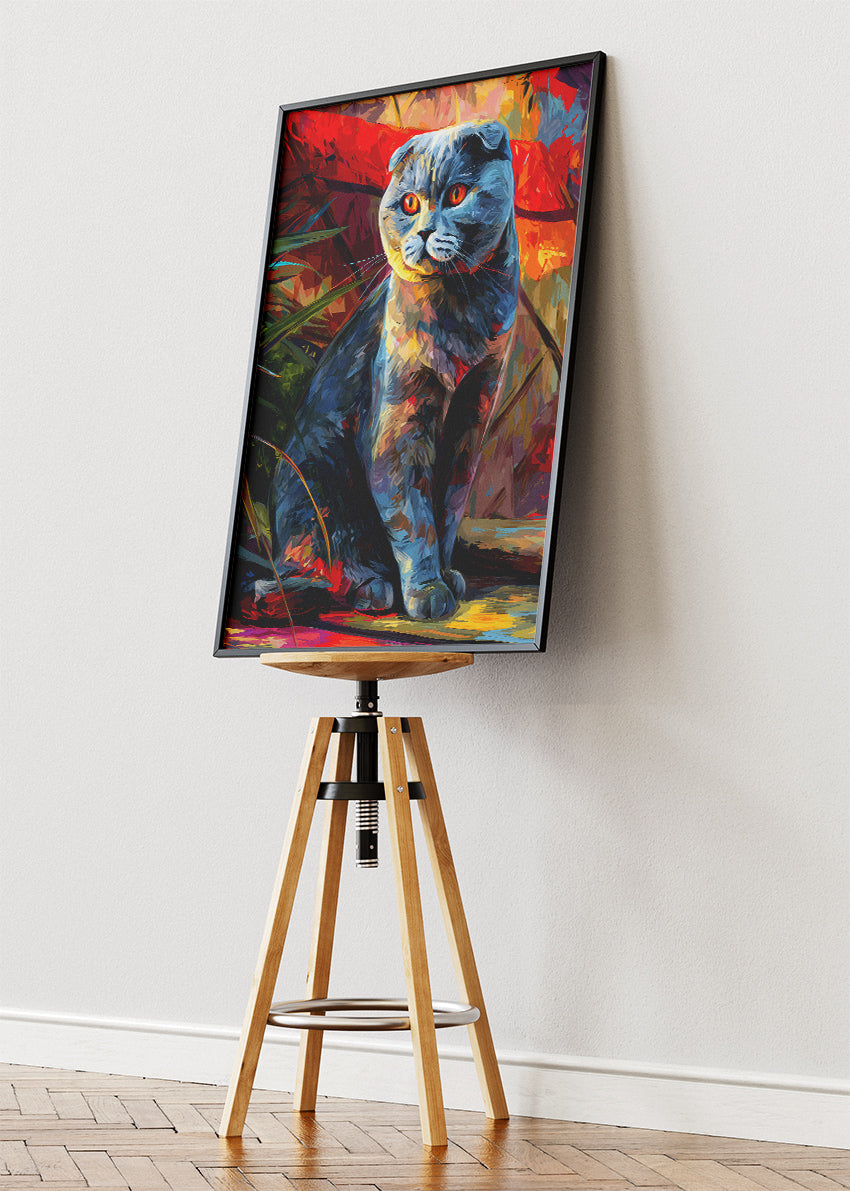 Blue Grey Cat Canvas Print & Poster – Bold Modern Feline Wall Art