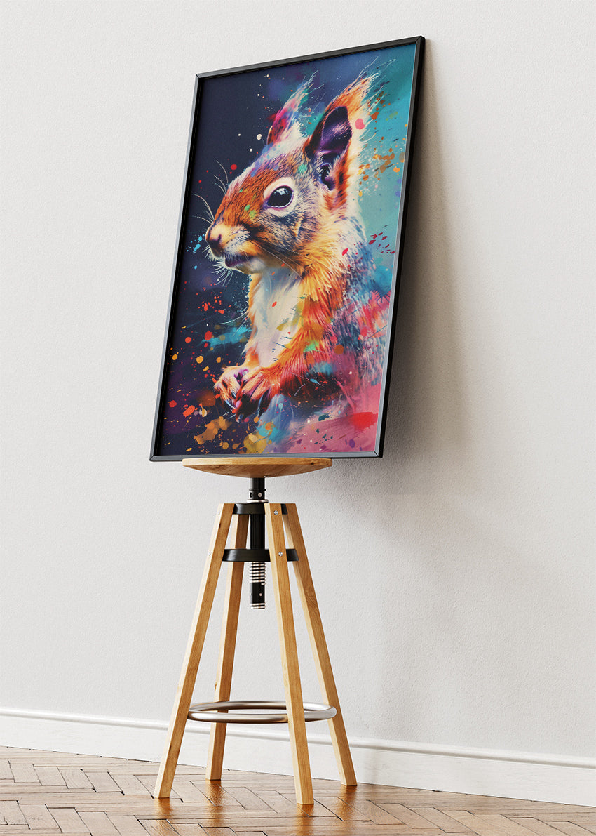 Colorful Squirrel Canvas Print & Poster – Modern Animal Wall Art