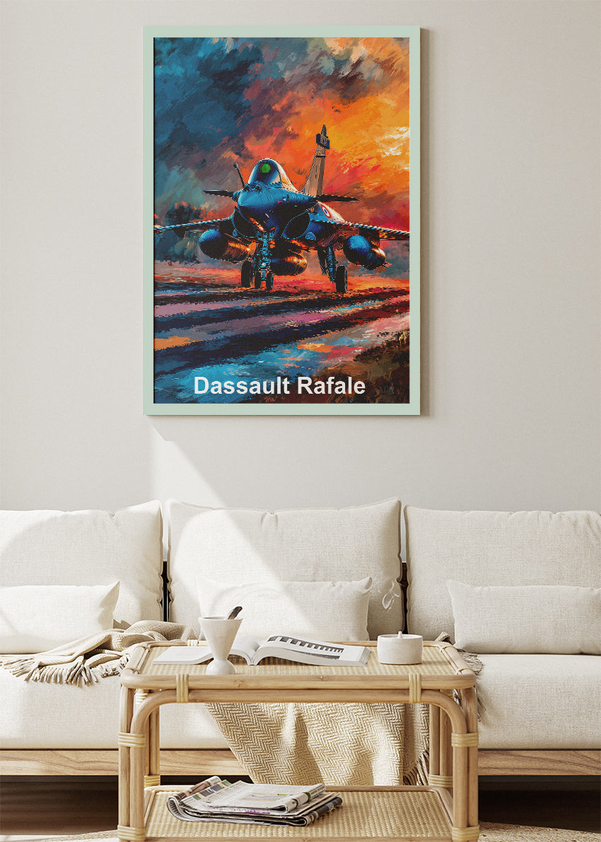 Dassault Rafale Sunset Fighter Jet Poster & Canvas Print – Vibrant Aviation Art – Aiprintlab
