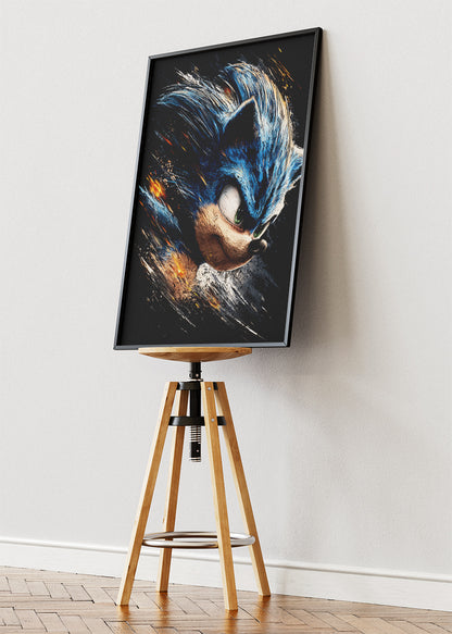 Blue Speed Hero Poster & Canvas Print – Dynamic Gaming Art