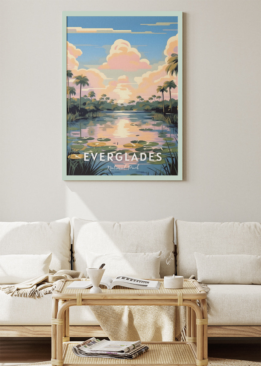 Everglades National Park Poster & Canvas Print – Tropical Wetlands Landscape Illustration Wall Art