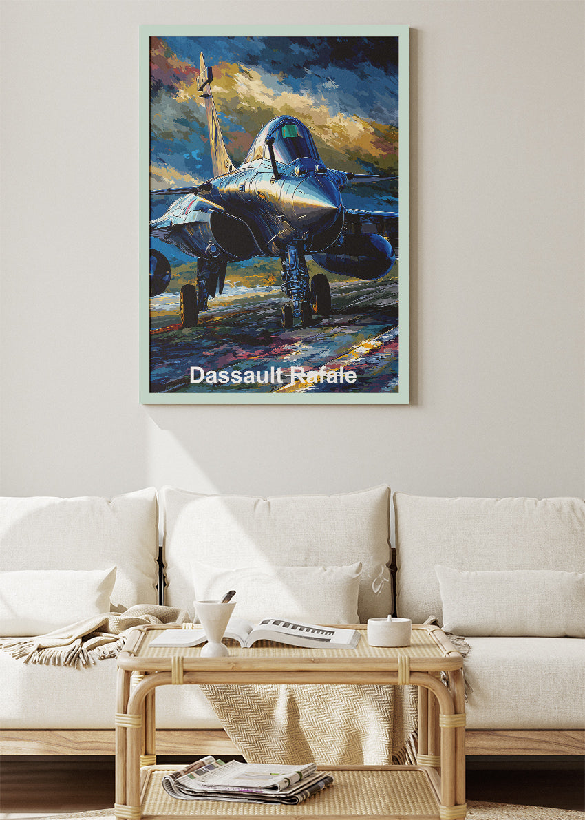 Dassault Rafale Storm Runway Poster & Canvas Print – Metallic Fighter Jet Artwork – Aiprintlab