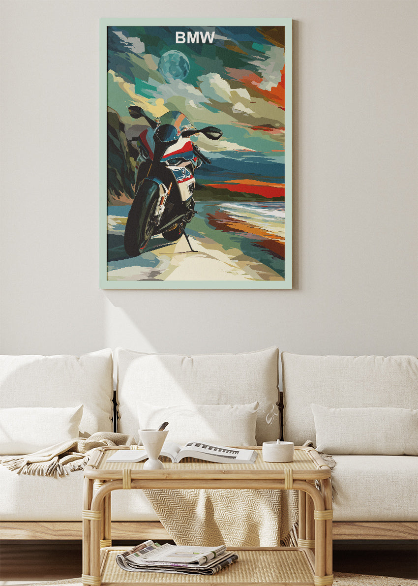 BMW Superbike Coastal Art Poster & Canvas