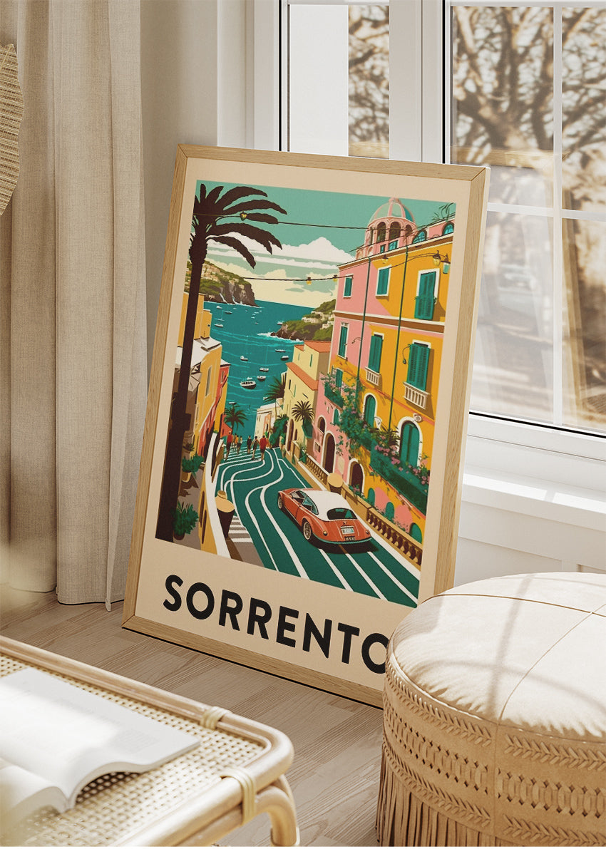 Sorrento Italy Poster & Canvas Print – Illustrated Amalfi Coast Street View Art