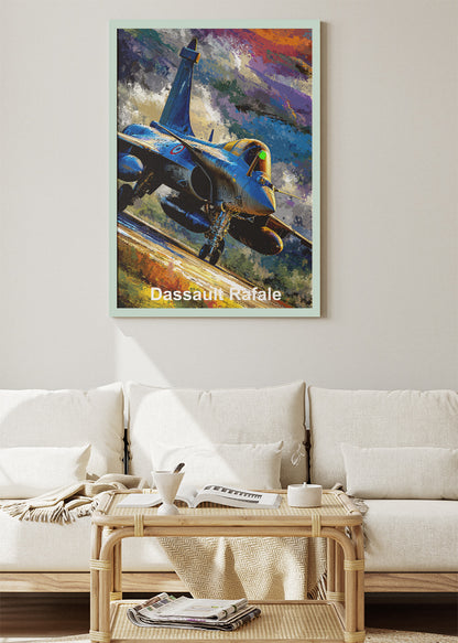 Dassault Rafale Sunset Ascent Poster & Canvas Print – Vibrant Fighter Jet Artwork – Aiprintlab