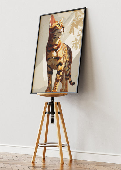 Golden Bengal Cat Poster & Canvas Print – Elegant Sunlit Feline Art