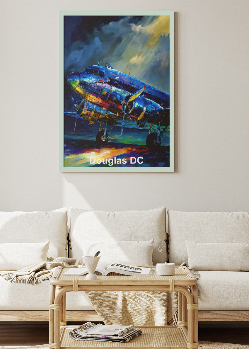 Douglas DC Vintage Aircraft Poster & Canvas Print – Classic Propeller Plane Art – Aiprintlab