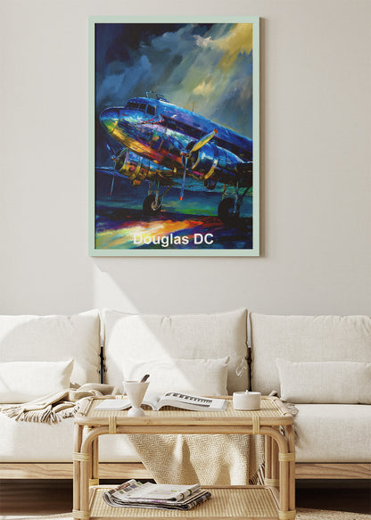 Douglas DC Vintage Aircraft Poster & Canvas Print – Classic Propeller Plane Art – Aiprintlab