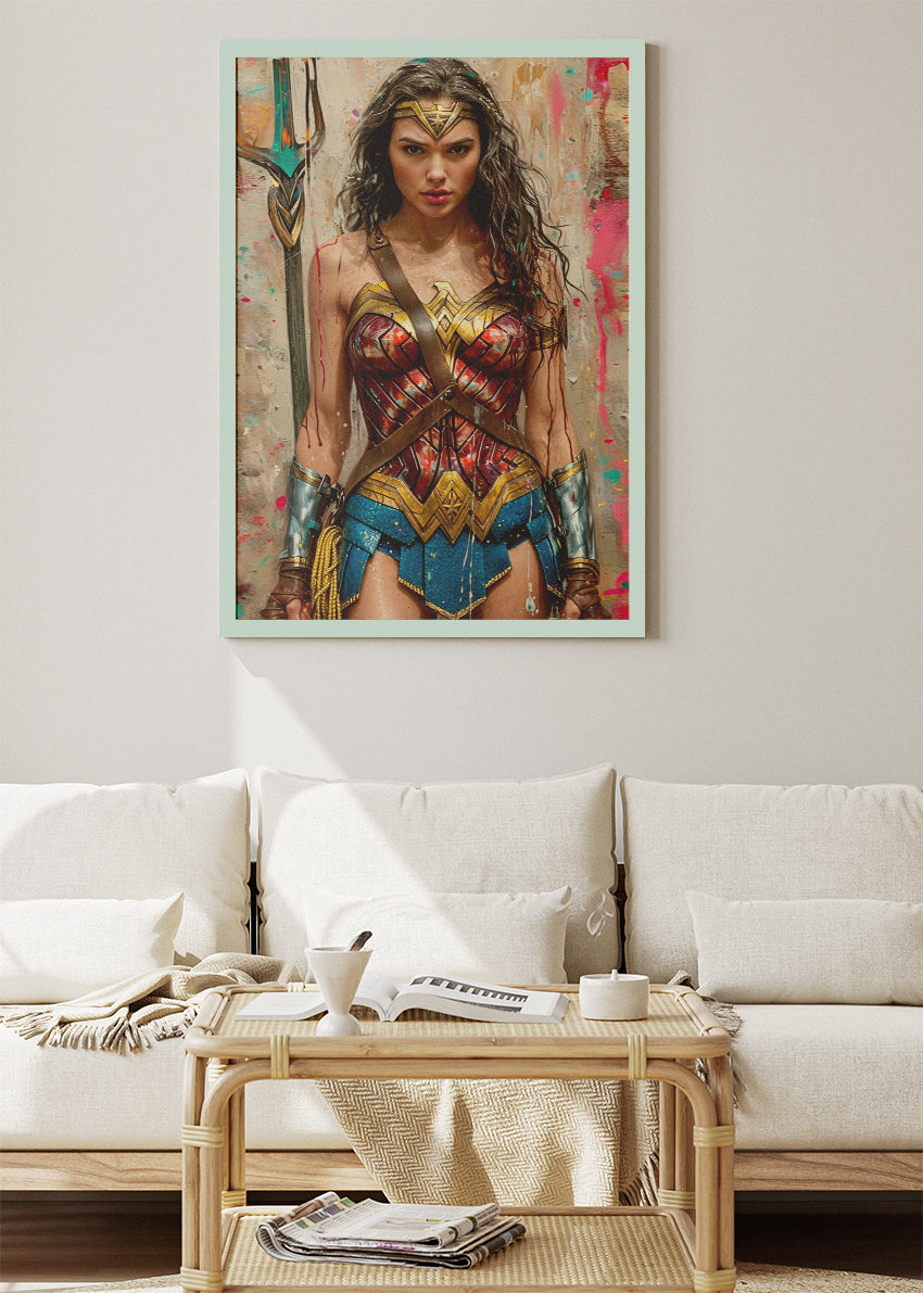 Wonder Woman – Modern Warrior Portrait Canvas & Poster Print – AI PRINT LAB