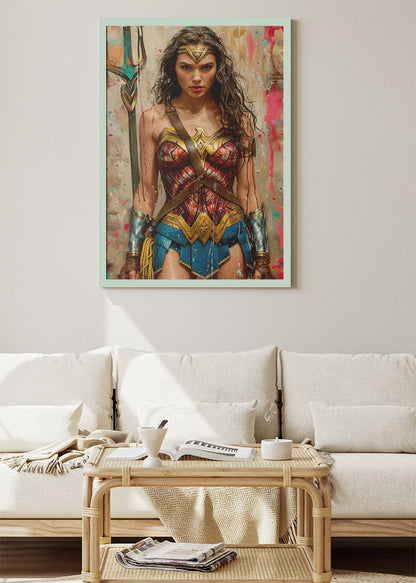 Wonder Woman – Modern Warrior Portrait Canvas & Poster Print – AI PRINT LAB