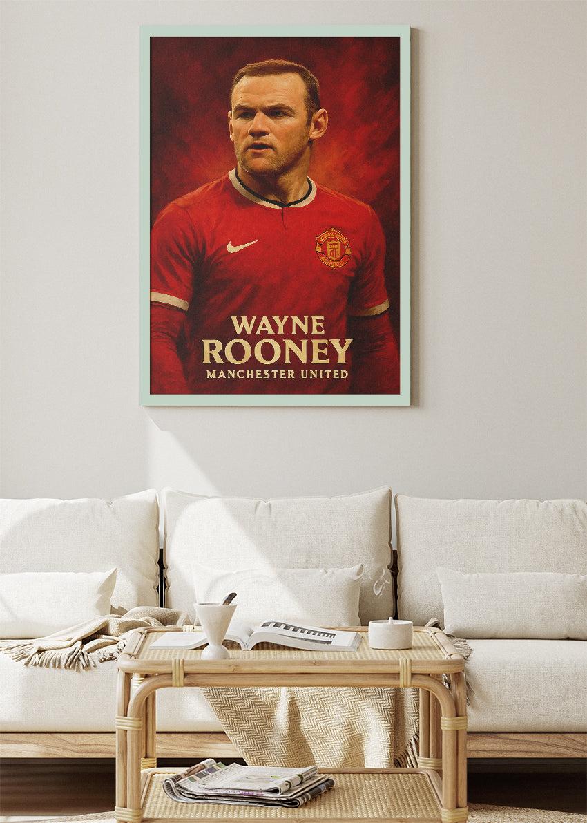 Wayne Rooney Manchester United Football Wall Art | Legendary Red Devils Striker Poster & Canvas