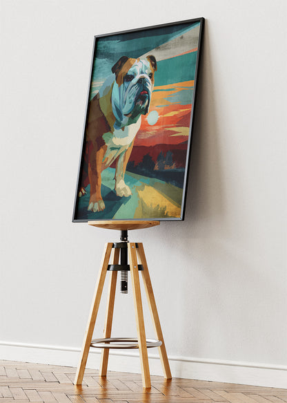 Sunset Bulldog Poster & Canvas Print – Bold Colorful Dog Art