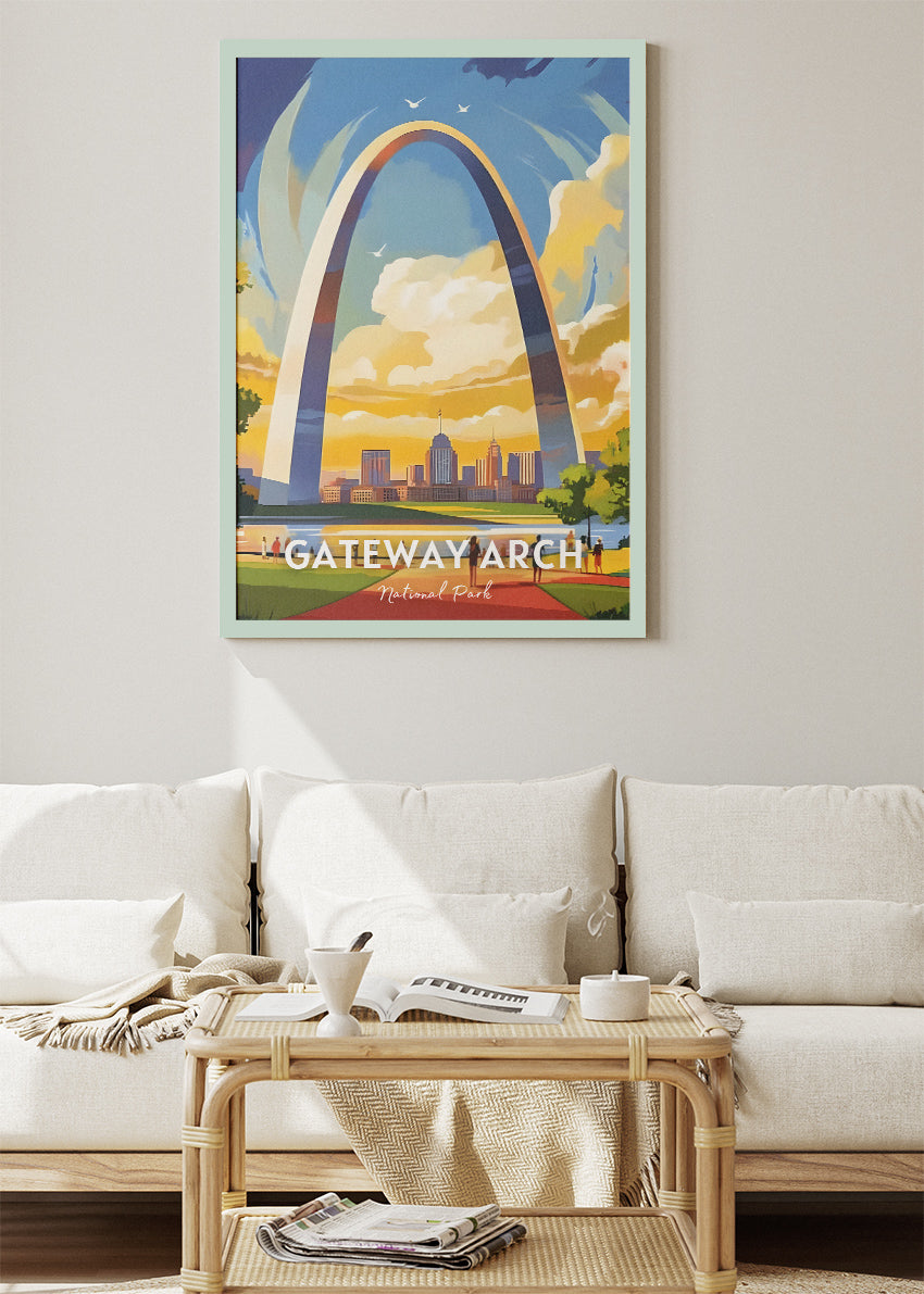 Gateway Arch National Park Poster & Canvas Print – St. Louis Skyline Illustration