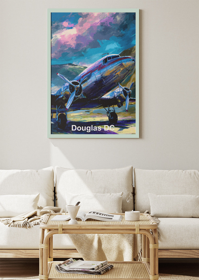 Douglas DC Classic Aircraft Poster & Canvas Print – Vintage Propeller Plane Art – Aiprintlab