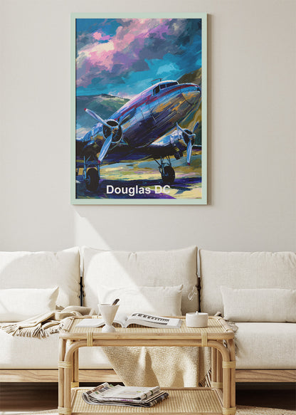 Douglas DC Classic Aircraft Poster & Canvas Print – Vintage Propeller Plane Art – Aiprintlab