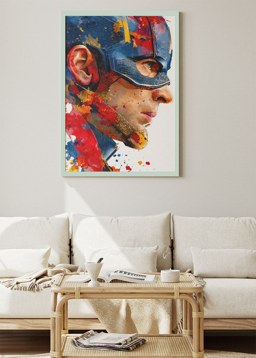 Captain America – Artistic Side Profile Canvas & Poster Print – AI PRINT LAB