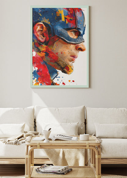 Captain America – Artistic Side Profile Canvas & Poster Print – AI PRINT LAB