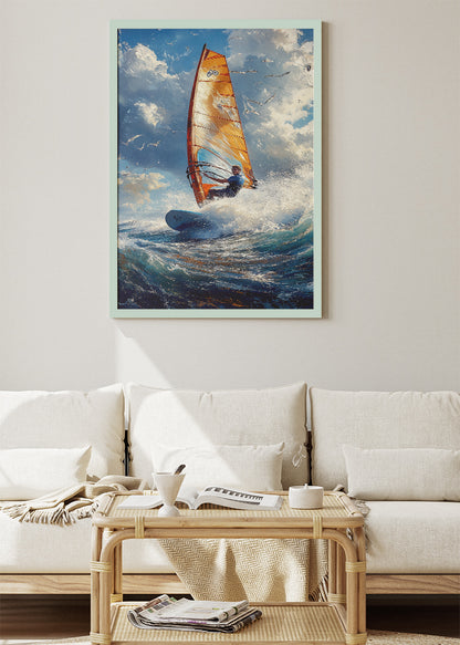 Ocean Energy Windsurfer – Dynamic Coastal Action Wall Art Poster & Canvas – AI PRINT LAB