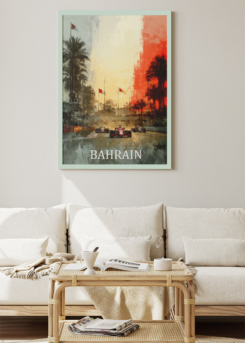 Bahrain Formula 1 Racing Poster & Canvas | Atmospheric Motorsport Wall Art